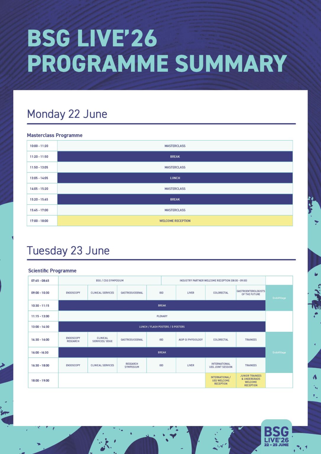 Programme Overview Photo Programme - BSG LIVE 2026